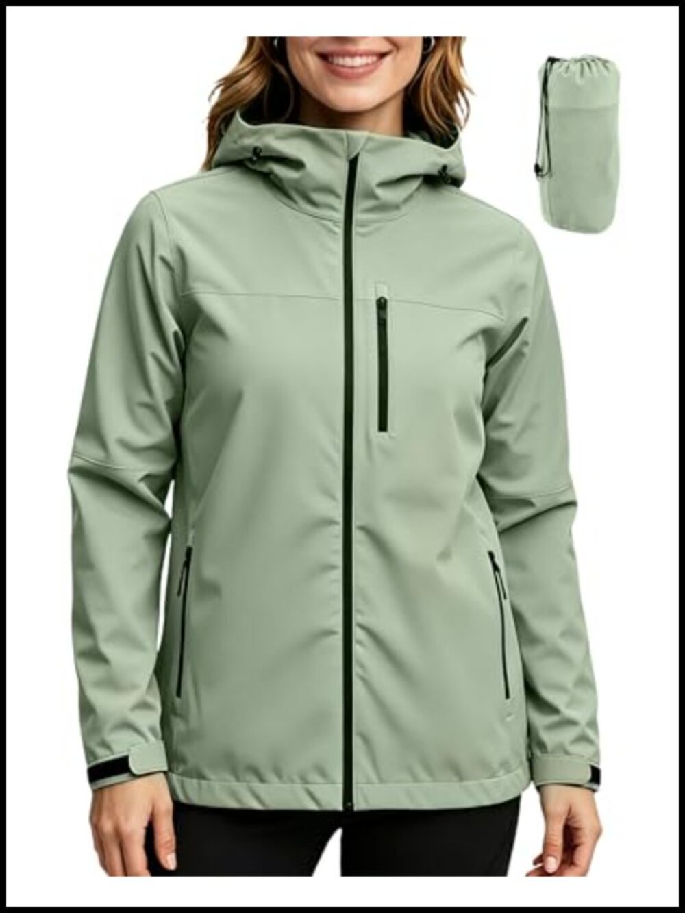 Waterproof Lightweight Womens Rain Jacket Hooded Packable Windbreaker